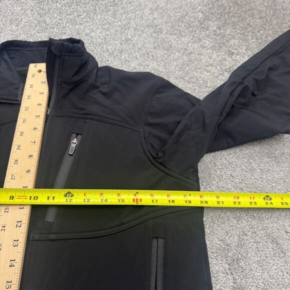 REI Fleece Lined Softshell Jacket Mens Medium Black Full Zip Pocket Outdoor Hike - Picture 12 of 14